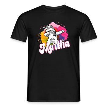 MARTHA - Schöner Name mit dabbing Einhorn - Männer T-Shirt - Schwarz - Vorne - AI Model Male 178 light (178cm)