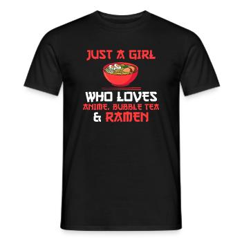 Anime Bubble Tea Ramen Girl Anime Merch Geschenk - Männer T-Shirt - Schwarz - Vorne - AI Model Male 178 light (178cm)
