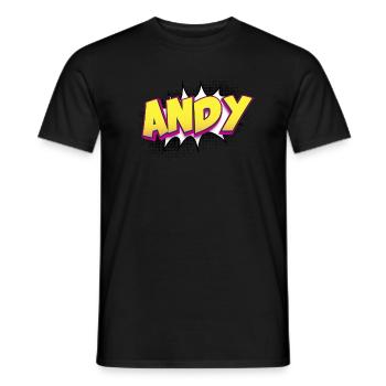 Andy Benutzerdefinierter Name Comic-Stil Pop-Art, Andy - Männer T-Shirt - Schwarz - Vorne - AI Model Male 178 light (178cm)