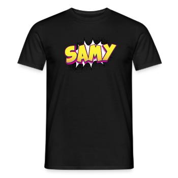 Samy Nom personnalisé Style de bande dessinée Pop Art, Samy - T-shirt homme - noir - Devant - AI Model Male 178 light (178cm)