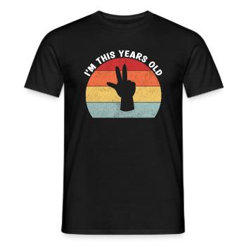 I'm This Years Old Vintage 3rd Birthday Kids - Men's T-Shirt - black - Front - AI Model Male 178 light (178cm)