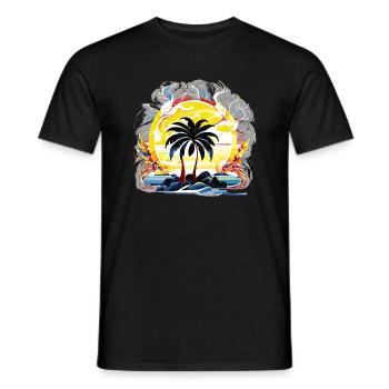 Palmiers au soleil (Collection d’œuvres d’art) - T-shirt homme - noir - Devant - AI Model Male 178 light (178cm)