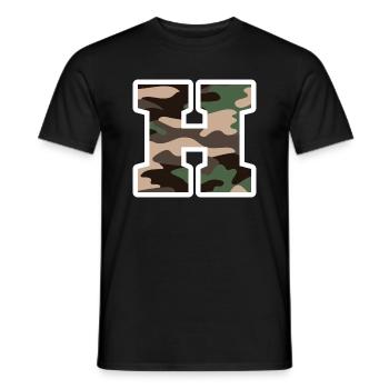 lettre H camouflage militaire-idée cadeau - T-shirt homme - noir - Devant - AI Model Male 178 light (178cm)