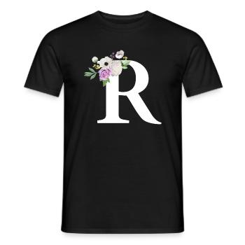Lila Blumenbuchstabe R - Männer T-Shirt - Schwarz - Vorne - AI Model Male 178 light (178cm)