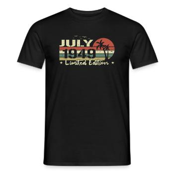 July 75th Anniversary Born 1949 Vibe - Men's T-Shirt - black - Front - AI Model Male 178 light (178cm)