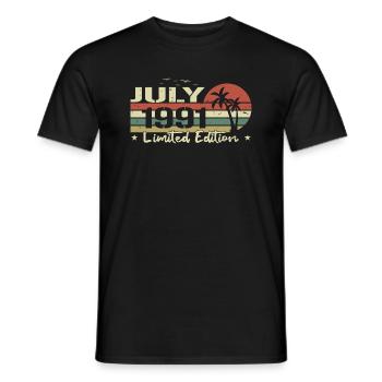 July 33rd Anniversary Vintage Born 1991 Vibe - Men's T-Shirt - black - Front - AI Model Male 178 light (178cm)
