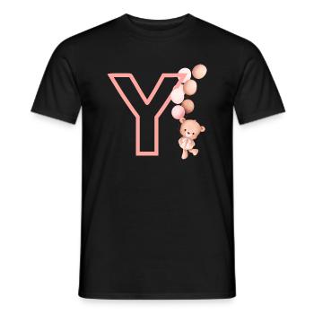 Lettre y rose ours - T-shirt homme - noir - Devant - AI Model Male 178 light (178cm)
