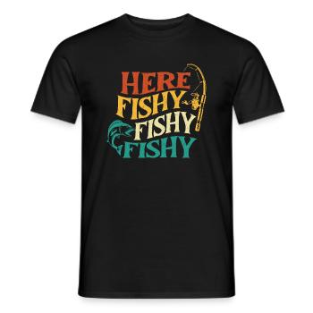 Hier Fischig Fischig Fischig Lustig Angeln Zitat - Männer T-Shirt - Schwarz - Vorne - AI Model Male 178 light (178cm)