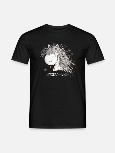 Horse Girl Pferdemädchen Pferde Cartoon - Männer T-Shirt - Schwarz