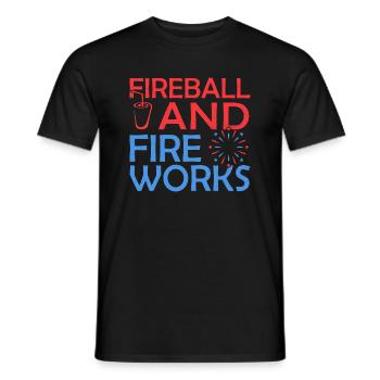 Boule de feu et feux d'artifice - T-shirt homme - noir - Devant - AI Model Male 178 light (178cm)