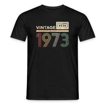50th Birthday Vintage 1973 Cassette Retro Pseudo - T-shirt homme - noir - Devant - AI Model Male 178 light (178cm)