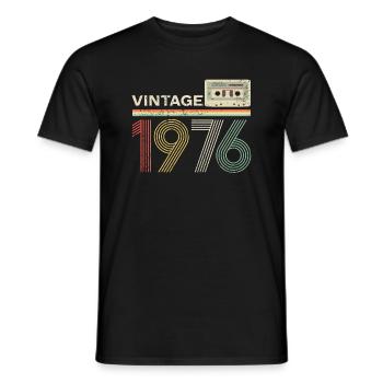 Vintage cassette 1976 - Men's T-Shirt - black - Front - AI Model Male 178 light (178cm)
