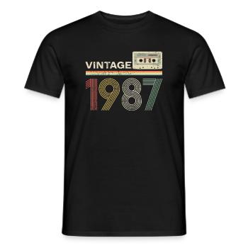 Cassette vintage 1987 - T-shirt homme - noir - Devant - AI Model Male 178 light (178cm)