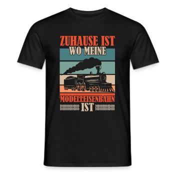 Retro Modelleisenbahn Lokomotive - Männer T-Shirt - Schwarz - Vorne - AI Model Male 178 light (178cm)