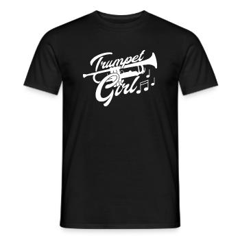 Girl Musician Trumpet Music Motif - Men's T-Shirt - black - Front - AI Model Male 178 light (178cm)