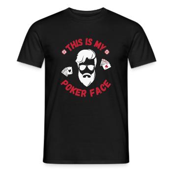Poker Face Card Game Gambling Sunglasses Bluffing - Men's T-Shirt - black - Front - AI Model Male 178 light (178cm)
