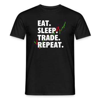 Eat Sleep Trade Repeat Chart - Männer T-Shirt - Schwarz - Vorne - AI Model Male 178 light (178cm)