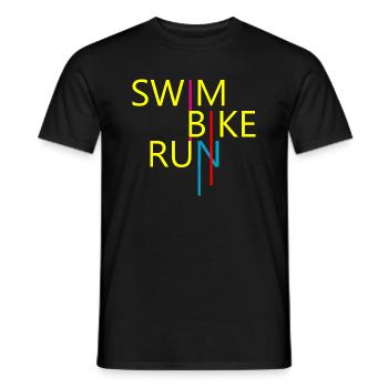 Triathlon Swim Bike Run - Men's T-Shirt - black - Front - AI Model Male 178 light (178cm)