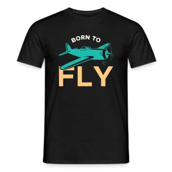 Né pour pilote d’aviation - T-shirt homme - noir - Devant - AI Model Male 178 light (178cm)