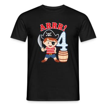 4th birthday little pirate 4 years old pirates - Men's T-Shirt - black - Front - AI Model Male 178 light (178cm)