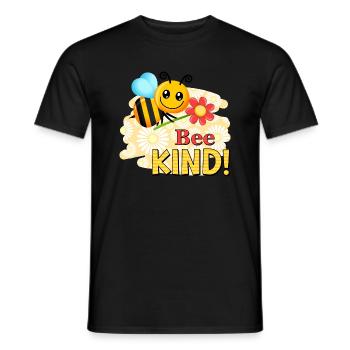 Bee Kind - Happy Text Slogan - Men's T-Shirt - black - Front - AI Model Male 178 light (178cm)