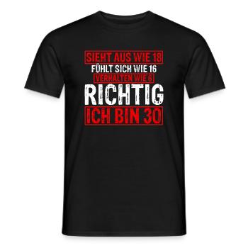 Vintage 30 Jahre Mann 30ter Geschenk 30. Geburtsta - Männer T-Shirt - Schwarz - Vorne - AI Model Male 178 light (178cm)