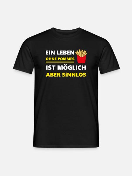 Ein Leben ohne Pommes - Männer T-Shirt - Schwarz