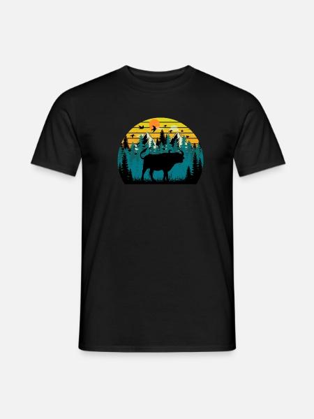 Sunset bison - Men's T-Shirt - black