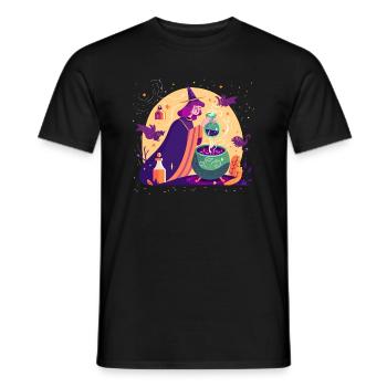 Une jeune sorcière prépare une potion magique - T-shirt homme - noir - Devant - AI Model Male 178 light (178cm)