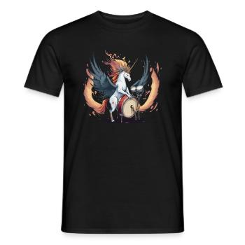 Unicorn on drums - Men's T-Shirt - black - Front - AI Model Male 178 light (178cm)