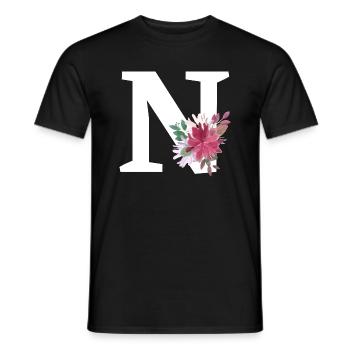 Buchstabe n blumig - Männer T-Shirt - Schwarz - Vorne - AI Model Male 178 light (178cm)