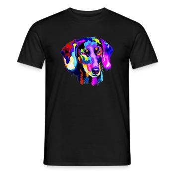 Teckel stylisé - T-shirt homme - noir - Devant - AI Model Male 178 light (178cm)