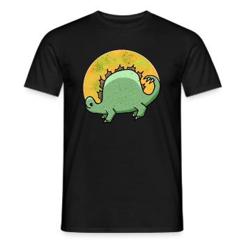 Stegosaurus Dinosaurier Dino Urzeit Cartoon - Männer T-Shirt - Schwarz - Vorne - AI Model Male 178 light (178cm)