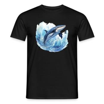 Whale in the Arctic Arctic Ocean Blue Ocean - Men's T-Shirt - black - Front - AI Model Male 178 light (178cm)