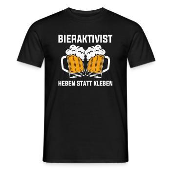 BIERAKTIVIST - HEBEN STATT KLEBEN - Männer T-Shirt - Schwarz - Vorne - AI Model Male 178 light (178cm)