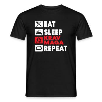 Eat Sleep Krav Maga Repeat Martial Arts Training - Men's T-Shirt - black - Front - AI Model Male 178 light (178cm)