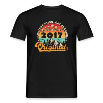 Vintage Born 2017 Birthday Gift. - Men's T-Shirt - black - Front - AI Model Male 178 light (178cm)