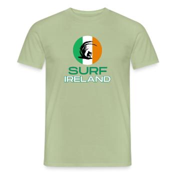 Surf Ireland - Irish Surf design - Men's T-Shirt - sage - Front - AI Model Male 178 light (178cm)