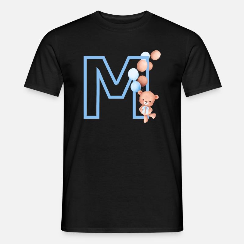 Buchstabe M Blauer Bär - Männer T-Shirt - Schwarz