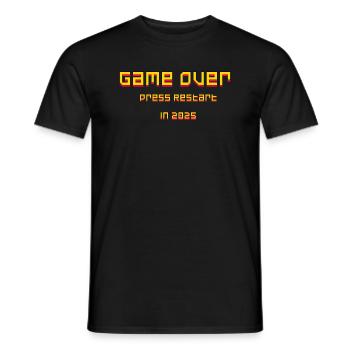 Game Over - Press Restart 2025 Silvester Geschenk - Männer T-Shirt - Schwarz - Vorne - AI Model Male 178 light (178cm)