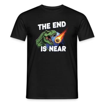 The End Is Near - Funny Dino Meteor Apocalypse - Men's T-Shirt - black - Front - AI Model Male 178 light (178cm)