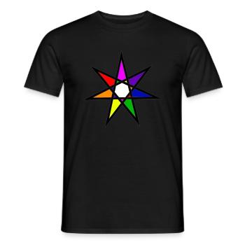 Étoile à 7 pointes, sept couleurs de l'arc-en-ciel - T-shirt homme - noir - Devant - AI Model Male 178 light (178cm)