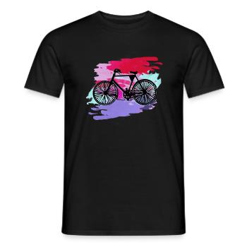 vélo,coloré, peinture, taches, illustration, rose, - T-shirt homme - noir - Devant - AI Model Male 178 light (178cm)
