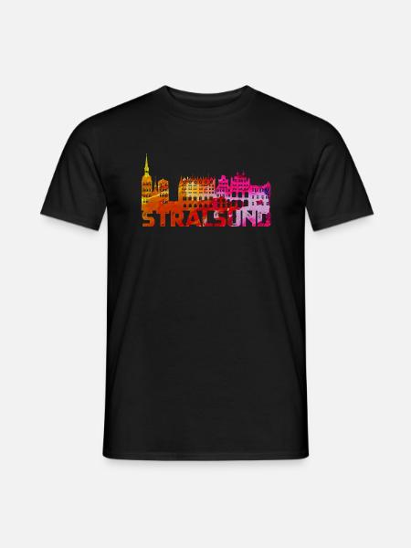 Hansestadt Stralsund Silhouette Skyline Ostsee B - Männer T-Shirt - Schwarz