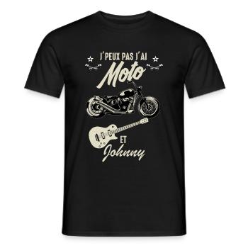 Moto et johnny Motard fan de music rock - T-shirt homme - noir - Devant - AI Model Male 178 light (178cm)