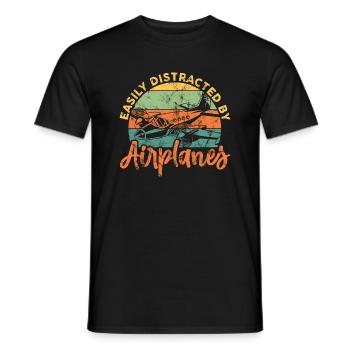 Facilement distrait par le pilote d’avion - T-shirt homme - noir - Devant - AI Model Male 178 light (178cm)