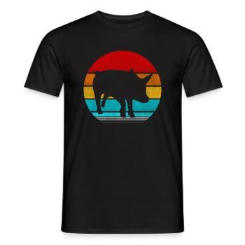 cochon vintage rétro - T-shirt homme - noir - Devant - AI Model Male 178 light (178cm)