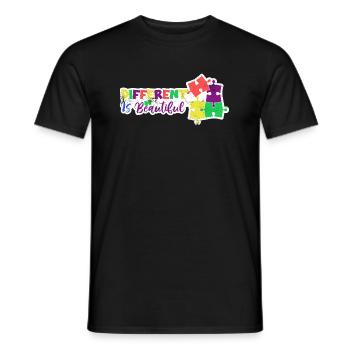 PUZZLE TDAH AUTISTE DIFFÉRENT EST BEAU DICTON MOTIFS - T-shirt homme - noir - Devant - AI Model Male 178 light (178cm)