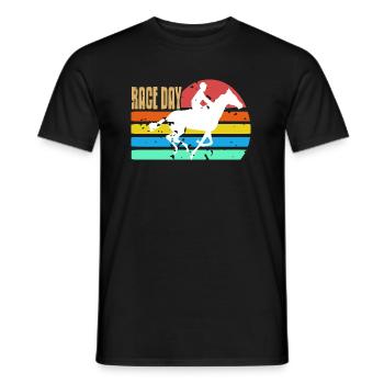 RACE DAY Awesome Retro Vintage Horse Racing - Männer T-Shirt - Schwarz - Vorne - AI Model Male 178 light (178cm)