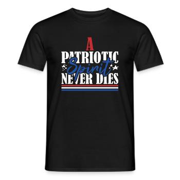 Veteran US Flag A Patriotic Spirit Never Dies - Men's T-Shirt - black - Front - AI Model Male 178 light (178cm)